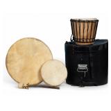 Natural Skin Drums (3) & Drum Case