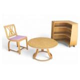 Heywood-Wakefield Corner Bookcase, Chair, & Table
