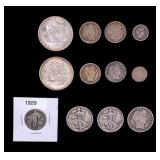 Silver Morgan, Walking Liberty & Barber Coins (12)
