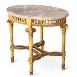 Marble Top Gilded Wood Coffee Table