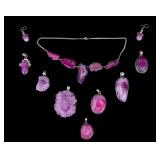 Pink Agate & Amethyst Pendants, Jewelry