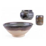 Artisan Studio Pottery Bowl, Cup, and Urn