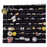 Assorted Costume Jewelry Rings With Rhinestone and