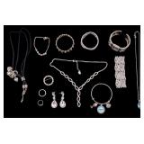 Assorted Jewelry Lot Featuring Rhinestone Items an