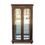 Glass Vitrine w/ Double Doors & Brass Accents