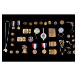 Brass Belt Buckles, Medals, and Pins
