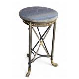Marble Top Pedestal / Side Table w/ Dolphin Feet