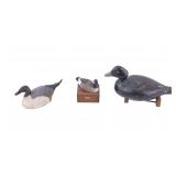 Black Duck Wood Decoy + Mini Canvasback & Goose
