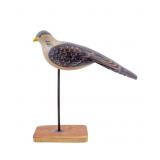Pigeon Carved Wood Decoy on Wood Stand