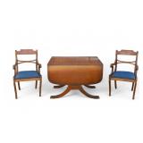 Duncan Phyfe Style Table w/ Pair of Chairs