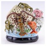 Japanese Meiji Reticulated Sea Life Basket Vase