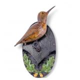 Antique Wood Polychrome Bird Plaque
