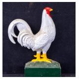Early Painted Cast Iron Rooster Doorstop
