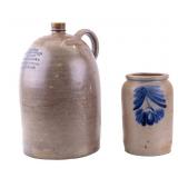 19C Blue Decorated Crock, Bass Bros. Jug