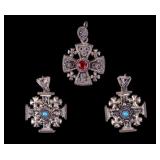 Sterling Jerusalem Cross Pendants (3)
