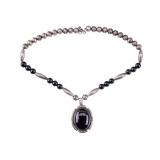 Native American Silver Onyx Necklace