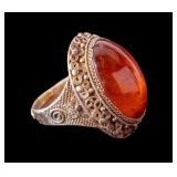 Vintage Silver Amber Ring