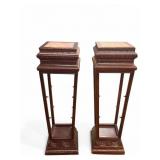 Pair of Marble Top Pedestal Stands