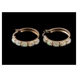Opal and Sterling Hoop Earrings