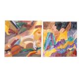 c1970 Modernist Oil on Canvas Paintings (2)