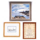 Vintage Nautical Themed Art w/ Sampler