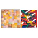 c1970 Two Modernist Oil on Canvas