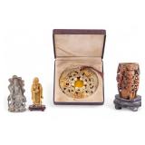 Carved Nephrite and Bronze Bodhisattva