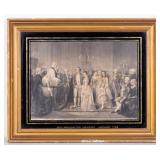Framed 19C Engraving "George Washington Married"
