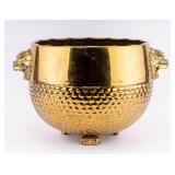 Large Asian Hammered Brass Planter