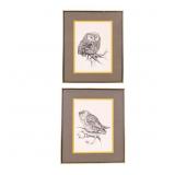 Pair of Signed R. Nemcsik Owl Prints, 1969