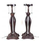 Heavy Cast Metal Table Lamp Pair