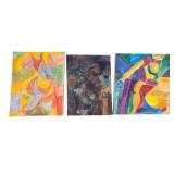 Three Modernist Oil on Canvas c1970