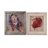O/C Portrait Painting + Vintage Signed Abstract