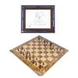 Disney Metal Chess Piece, Full Set, & Disney Print