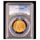 U.S. Indian Head Eagle $10 Gold Coin (1910, WM)