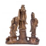 Chinese Solid Brass Three Star Deities Statuette