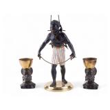 Figural Cigarette/ Match Stick Holders and Statue