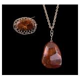 Amber Brooch and Pendant