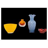 Art Glass Bowl, Vase, and Decoration