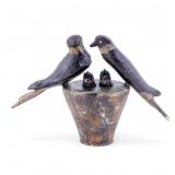 Carved Wood Polychrome Bird Centerpiece