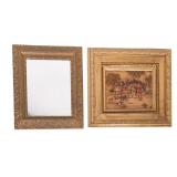 Victorian Mirror & Dimensional Framed Hunt Scene