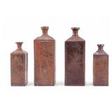 Japanese Bizen Ware Sake Bottles (4 Pcs)