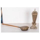 Brass Peacock Fireplace Screen & Brass Bed Warmer