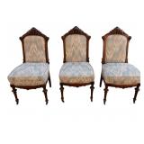 Victorian Carved Wood Upholstered Dining Chairs
