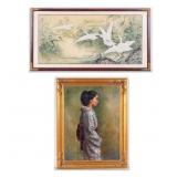 Oil on Board & Japanese Painting on Silk