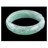 Carved Green Jade Bangle Bracelet