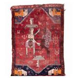 Antique Hand Woven King and Lion Pictorial Rug