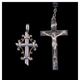 Sterling Silver Rosary and Sterling/18K Gold Cross