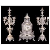 Ornate Olympus Baroque Clock & Candelabra Set