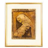 Float Mounted Batik of Figures, Signed